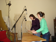 Maggie and Elsie with marimba